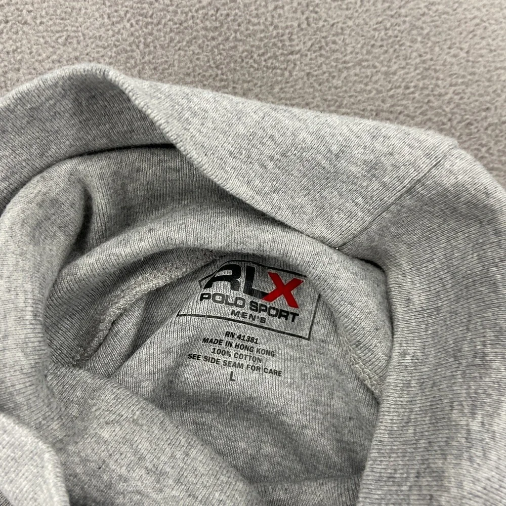 RLX Ralph Lauren Polo Sport Shirt Mens Large Heather Gray Cotton Turtleneck‎